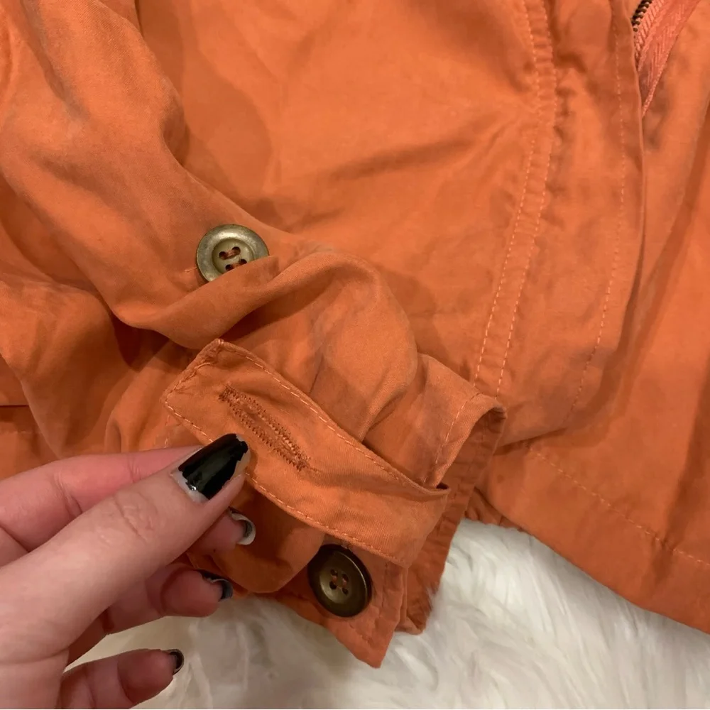 Orange peach zip up cropped hoodie